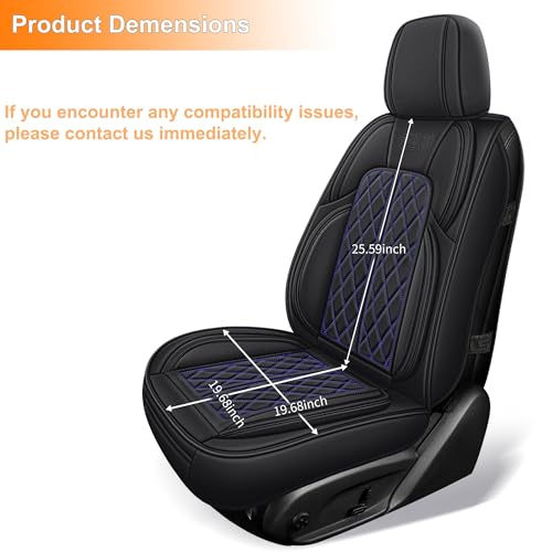 Leather Automotive Seat Covers Universal Fit for Cars, SUV, Sedans, Anti-Slip & Breathable (Black Blueline, Front Seat) - color: Black BlueLine, size: Front Seat