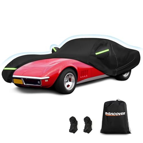 for C3 Corvette Car Cover Waterproof, Sun Heat Protection Outdoor Full Car Covers with Driver Side Zipper Windproof Heavy Duty All Weather Fit for C3 1968-1982 Chevy Corvette,Not for Rear Wing - color: Black, size: C3 1968-1982
