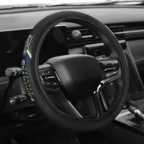 Sports Leather Steering Wheel Cover Car Accessories, Universal Size fit 14-15 Inch All Vehicle Steering Wheel Cover - color: S-N-W