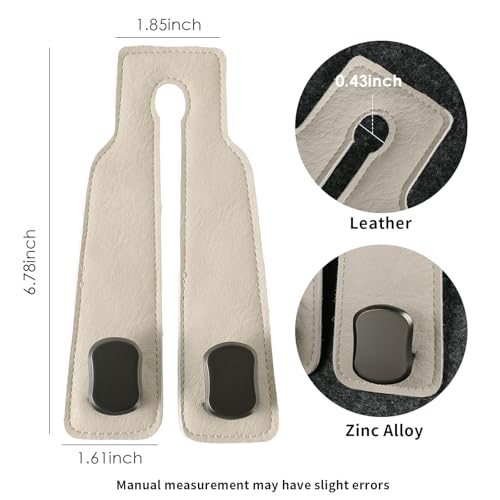KINIVA Car Seat Headrest Storage Hooks, Set of 2, Suede PU Leather, Double Hooks (06-White) - color: 06-White