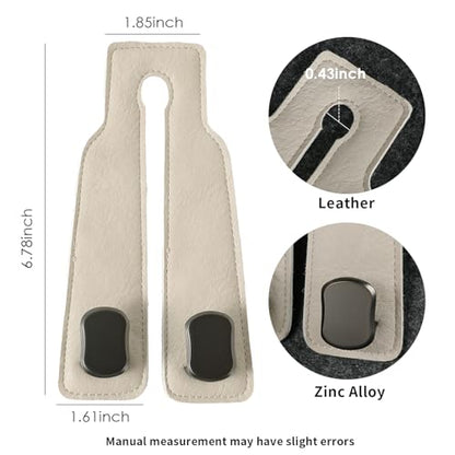 KINIVA Car Seat Headrest Storage Hooks, Set of 2, Suede PU Leather, Double Hooks (06-White) - color: 06-White