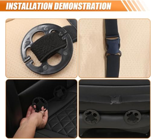 Luxury Faux Leather Car Seat Cover, Anti-Slip Waterproof Universal Front Bottom Seat Protector with Storage Pocket, Triangular Pattern Vehicle Seats Cushion for Sedans, SUVs, Trucks (2PCS&Beige) - color: 2PCS&Beige