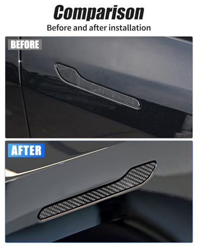 KKTR-CAR Door Handle Cover, Real Glossy Carbon Fiber Door Handle Trim Protector Set Compatible with Tesla Model y Model 3 2017-2025 Real Glossy Carbon Fiber (4 Pieces) - color: Real Glossy Carbon Fiber