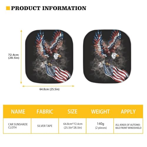 AFPANQZ Car Windshield Sun Shades Foldable Storage Sunshades UV Protection Folding Sun Blocks Universal Fit for Auto Car Vans Truck American Flag with Eagle Car Deocr Sunshade - color: American Flag with Elgle