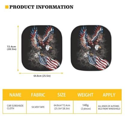 AFPANQZ Car Windshield Sun Shades Foldable Storage Sunshades UV Protection Folding Sun Blocks Universal Fit for Auto Car Vans Truck American Flag with Eagle Car Deocr Sunshade - color: American Flag with Elgle