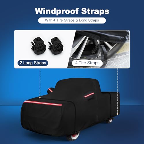QUNSUNUS F100 Truck Cover 1948-1983 and F150 1980-2003 Regular Cab Short Bed, Waterproof F100 Car Cover with Elastic Edge, All Weather F150 Cover with Straps and Zipper - size: for Ford F100&F1 Regular Cab 6.75ft Short Bed