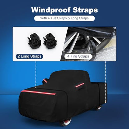 QUNSUNUS F100 Truck Cover 1948-1983 and F150 1980-2003 Regular Cab Short Bed, Waterproof F100 Car Cover with Elastic Edge, All Weather F150 Cover with Straps and Zipper - size: for Ford F100&F1 Regular Cab 6.75ft Short Bed