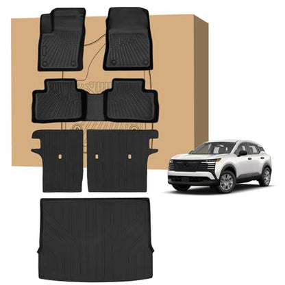 Peleus Floor Mats for Nissan Kicks 2025 2026,TPE All Weather Protection 2 Rows Car Floor Liners with Cargo Liner Backrest Mat for Nissan Kicks Trunk Mat+Backrest Mats+Floor Mats - style: for 2025 Nissan Kicks