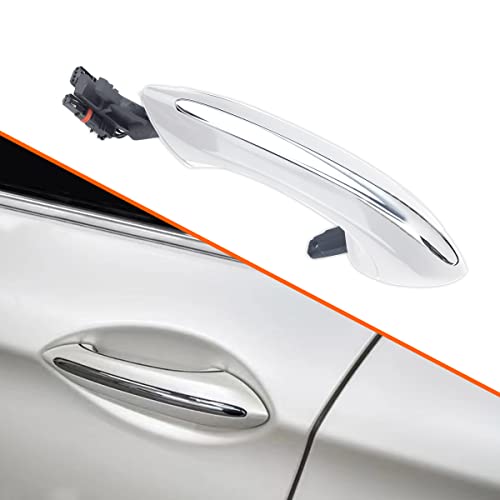 Exterior Pearl White Door Handle,Rear Left Passenger Side,Comfort Access Door Handle Set Compatible with BMW 5 6 7 Series - White,Rear Left (Replaces 51217231933) - color: Pearl White, size: Rear Left