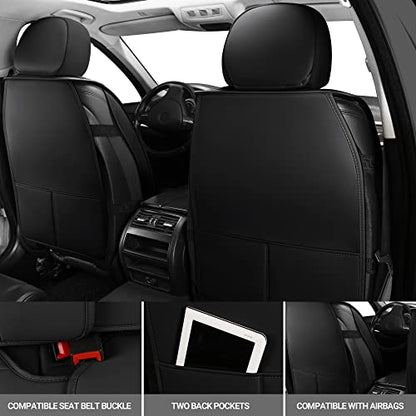 AOOG Leather Car Seat Covers Universal fit Most Sedans SUV Trucks (Front seat, Black) - color: BLACK, size: FRONT PAIR