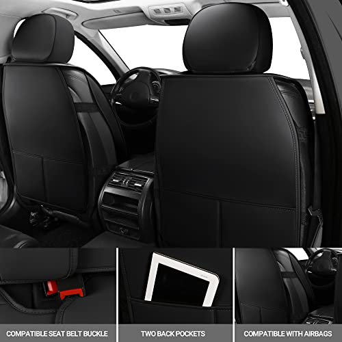 AOOG Leather Car Seat Covers Universal fit Most Sedans SUV Trucks (Full Set, Black) - color: BLACK, size: FULL SET
