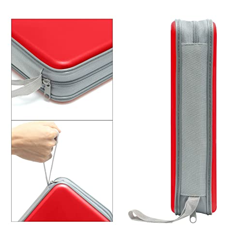 CD Case, Siveit DVD Case Holder 96 Capacity Hard Plastic CD DVD Disc Cases Storage Binder Wallet for Car Home Office Travel (Red) - color: Red