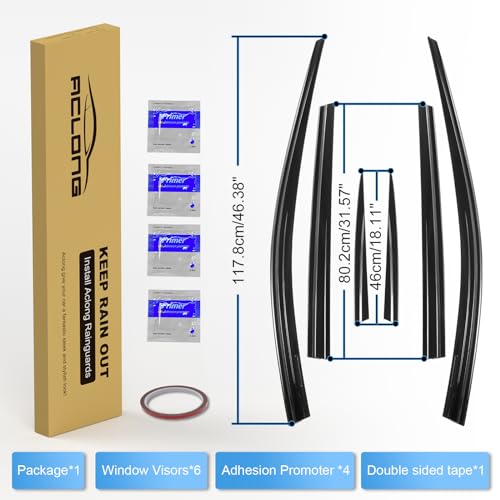 Black Rain Guards Fit for Honda CR-V (CRV 2017 2018 2019 2020 2021 2022 Tape-On Side Shatterproof Window Visor, Window Deflectors, Rain Visors, 6-Piece Set - size: Fit for Honda CR-V 2017-2022 Tape-On