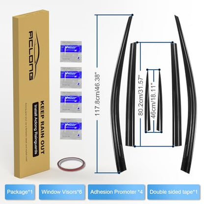 Black Rain Guards Fit for Honda CR-V (CRV 2017 2018 2019 2020 2021 2022 Tape-On Side Shatterproof Window Visor, Window Deflectors, Rain Visors, 6-Piece Set - size: Fit for Honda CR-V 2017-2022 Tape-On