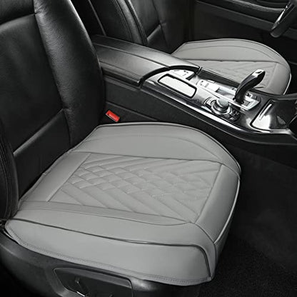 GIANT PANDA 1pack Front Car Seat Cover Bottom Seat Cover, PU Leather Driver Car Seat Protector Fits 95% of Vehicles, Wrapping Around The Bottom (Grey) - color: Front Seat Gray, size: 1 Piece Standard Size