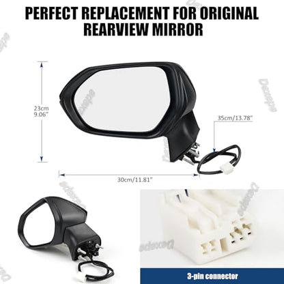 Driver Side Mirror Assembly Compatible with Toyota Corolla 2020-2025 Non-heated Power Adjustable Glass Replace 8794012F80, TO1320391, 8794002916, 8794002928 Black (3Pin Left) - style: 3pin Left