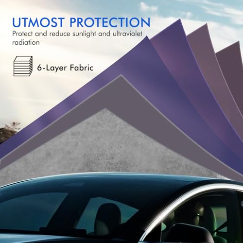 Tesla Model Y Car Cover Waterproof All Weather, 6 Layers Outdoor Full Exterior Cover Rain Sun UV Snowproof Protection with Zipper Cotton, Mirror Pocket and Charging Port - style: Model Y