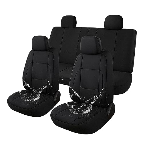 Pariitadin Waterproof Car Seat Covers Full Set, Neoprene Seat Covers for Cars, Universal Fit Interior Covers for Most Cars Sedan Van Truck SUV(Black) - color: Black, size: Full Set