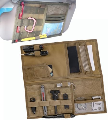 Large Molle Visor Organizer, Tactical Visor Organizer, Car Sun Visor Organizer Truck Accessories for Men, Tactical Gear for Men (Khaki) - color: Khaki