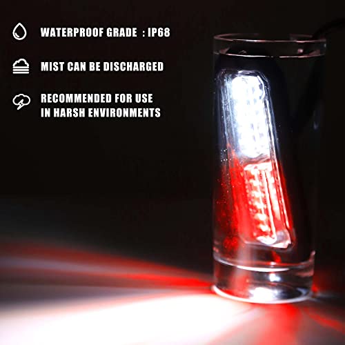 WINECO 12 Led POV Emergency Fire Strobe Lights, Red White Firefighter Surface Mount Grille Grill Warning Flashing Light Caution Construction Hazard Light Bar for Trucks Vehicles - color: Red White