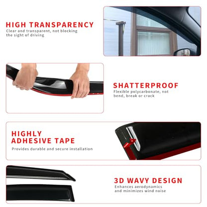 Rain Guard Fit for 2008-2020 Dodge Grand Caravan, 2008-2016 Chrysler Town & Country, Outside Mount Side Window Visor Vent Deflector Shade, 4pcs - size: For 2008-2020 Grand Caravan
