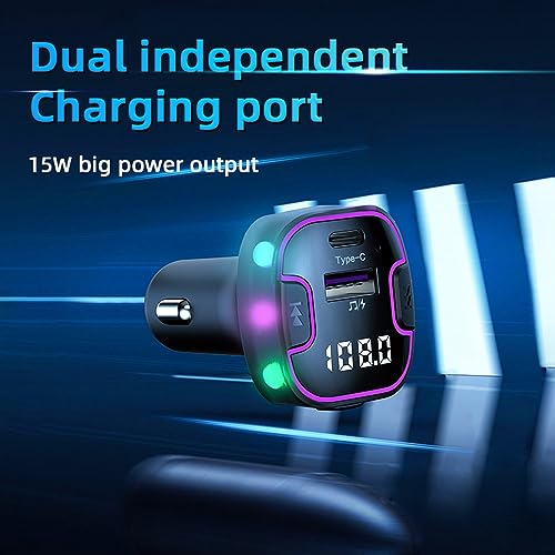 Bluetooth FM Transmitter for Car, Hands-Free Calls, HD Sound Quality 5.3, 5V3.1A Fast Charging, U Disk Music Playback, Support 5 Devices Charging at The Same time (CS6) - size: CS6