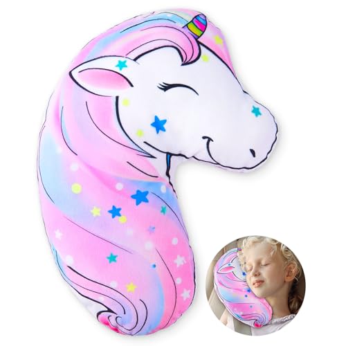 FIODAY Seat Belt Cover Pad for Kids Unicorn Seatbelt Pillow Soft Seat Belt Cover Car Pillow Toddler Travel Seat Strap Pad Neck Support for Girls Boys, Pink - color: Pink