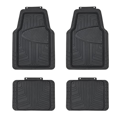Amazon Basics 4-Piece Premium All-Season Anti-Slip Rubber Floor Mats, All Weather Protection for Cars, SUVs and Trucks, Universal Trim to Fit, Black