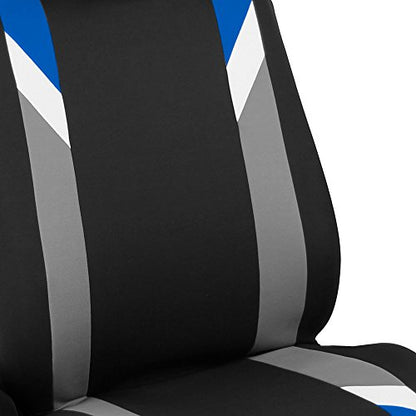 FH Group Premium Modernistic Flat Cloth Car Seat Covers – Universal Fit, Washable Seat Covers for SUV Sedan Van, Blue, Full Set - color: Blue, size: Full Set