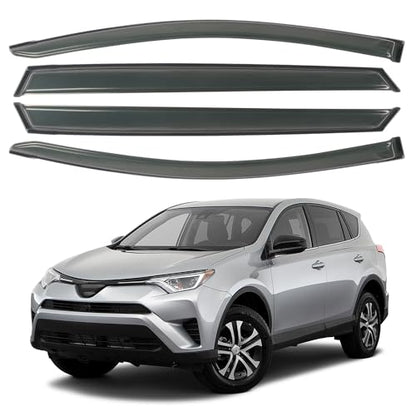 4PCS Rain Guards Fit for 2013-2018 Toyota RAV4 LE XLE SE, Tape-on Outside Mount Window Visors, Smoke Side Window Deflector, Vent Shade Shield, 2013 2014 2015 2016 2017 2018, Exterior Car Accessories - size: For 2013-2018 RAV4