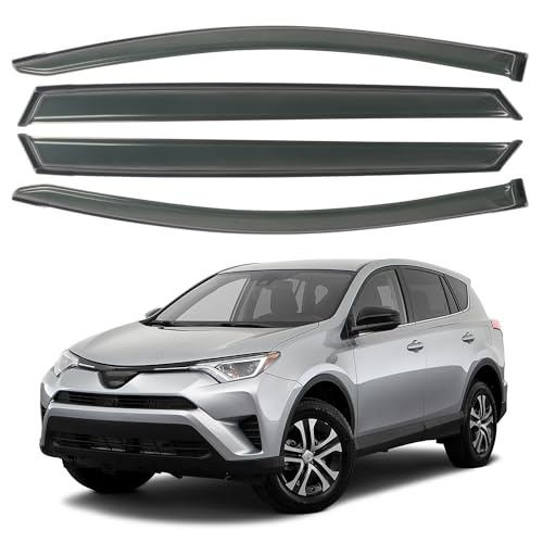 4PCS Rain Guards Fit for 2013-2018 Toyota RAV4 LE XLE SE, Tape-on Outside Mount Window Visors, Smoke Side Window Deflector, Vent Shade Shield, 2013 2014 2015 2016 2017 2018, Exterior Car Accessories - size: For 2013-2018 RAV4