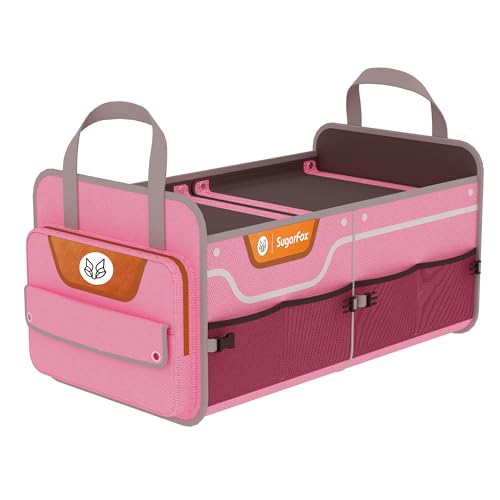 SugarFox Car Trunk Organizer for SUV, 70L Heavy Duty Waterproof Trunk Organizer, Foldable Vehicle Organizer with Anti-Slip Base, 24”x13.8”x11.8”, Pink-M003 - color: Standard Pink, size: Standard