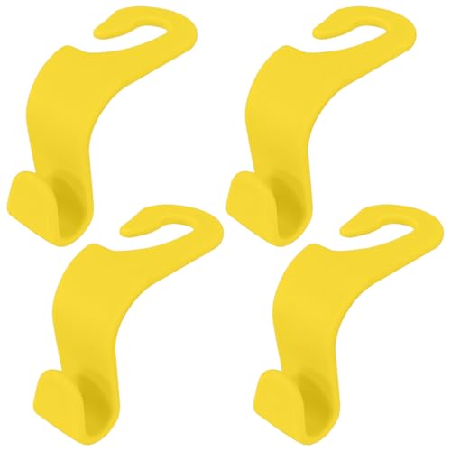 4 PCS Car Seat Hooks Set,Universal Car Headrest Hooks for Bags Purses Groceries, Back Seat Organizer Hanger,Yellow - color: Yellow