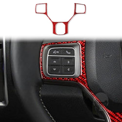 Car Dash Direction Control Wheel Trim Sticker Interior Carbon Fiber Decoration Sticker Compatible with Dodge Ram 1500/2500/3500 2013 2014 2015 2016 2017 2018 Accessories Red - color: Red 5