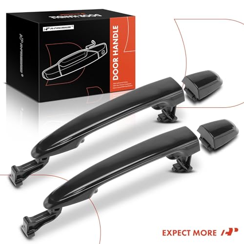 A-Premium Sliding Door Handles Exterior Compatible with Toyota Sienna 2004-2010, Smooth Black, 2-PC Set, Rear Driver and Passenger Side - style: Rear Left and Right