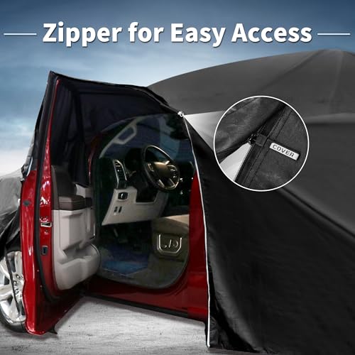 X AUTOHAUX Car Cover for Smart Fortwo 2007-2019 Aluminum Film Outdoor Waterproof Sun Rain Snow Hail Protection with Driver Door Zipper - size: for Smart Fortwo 2007-2019