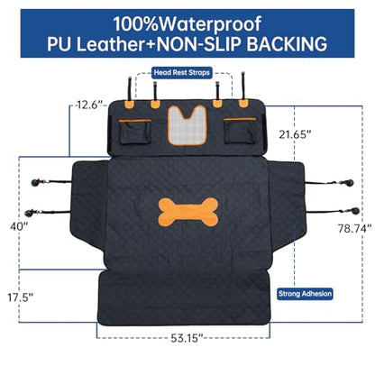 SUV Cargo Liner for Dogs, Trunk Mat for SUV, Durable Cargo Cover, Waterproof, Machine Washable, Non-Slip (PU Leather)