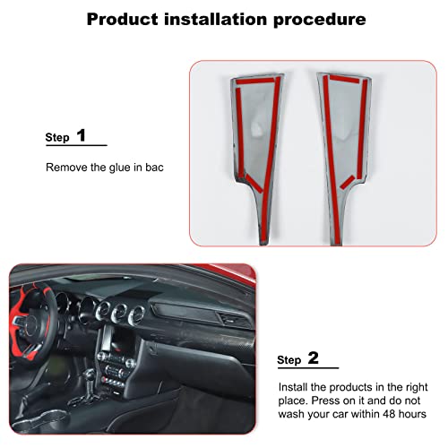RT-TCZ Carbon Fiber Center Console Dashboard Panel Trim Cover Kit Meter Frame Interior Decoration Accessories for Ford Mustang 2015-2023