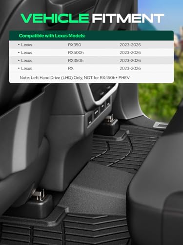YHTAUTO Automotive Floor Mats Compatible with Lexus RX/RX350/RX350h/RX500h 2023-2026 (NOT for RX450h+ PHEV), TPE Floor Liners All-Weather Protection Custom Fit, 1st & 2nd Row, Set of 3 - size: For 2023-2026 RX