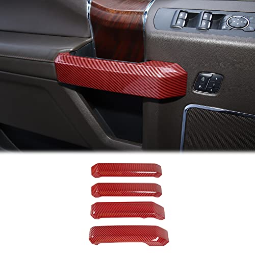 Voodonala Inner Door Handle Covers Trim for Ford F150 2015 2016 2017 2018 2019 2020(Red Carbon Color) - color: Red Carbon, size: 4 Pieces