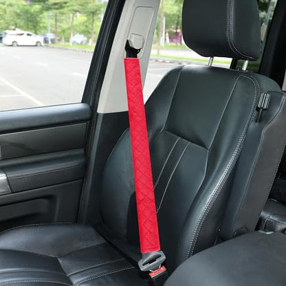 Amooca Soft Automotive Seat Belt Cover Seatbelt Shoulder Pad Neck Protector Cushions Universal Fit SUV Trucks Backpack Red Extra Long 25.6in - color: Red, size: 25.6in-1pc