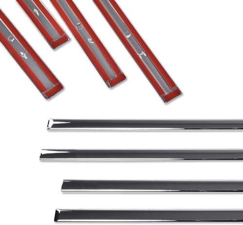 PIT66 Side Door Body Molding Trims 4 Pcs Compatible with Chevy Silverado 1500 Crew Cab 2500/3500 Crew Cab 2014-2018, Fit GMC Sierra 1500 2500 3500 Crew Cab 2014-2018 Chrome