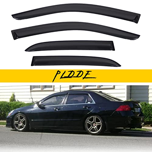4pcs Window Visors Compatible with 2003-2007 Honda Accord 4-Door Sedan Front+Rear Sun/Rain Guard Wind Deflector Vent Outside Mount - size: 03-07 Accord Sedan