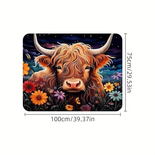 Universal Car Trunk Mat 29" x 39", Cows and Flowers All Weather Trunk Protection Cargo Liner, Durable Cargo Mat Rear Trunk Liner, Stylish Vehicle Interior Accessories Suitable for Most Car Models - color: Cows and Flowers
