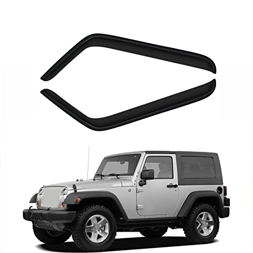 Tape On Wind Deflector Compatible with 07-18 Jeep Wrangler JK 2 Door Sun Rain Guards Window Vent Visors 92328 - size: Medium