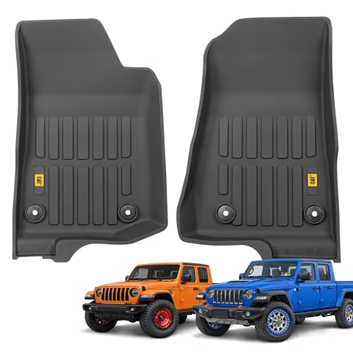 CAT® JustFit™ 3D Floor Mats for Jeep Gladiator (JT) 2020–2026 Custom Fit All Weather Floor Liners, Heavy Duty Rubber Mats for Jeep Gladiator – Premium Accessories for Full Interior Protection - style: Jeep Gladiator JT (2020-2026 Front Only)