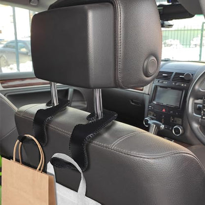 BFXM 3Pcs Car Seat Headrest Hooks, Back Seat Purse Leather Hanger Holder Hook, Magnetic Storage Organizer for Purses Handbag Grocery Bags Coats - color: 3pcs black black line