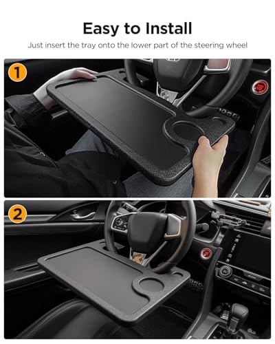 2 in 1 Automotive Car Steering Wheel Tray for Ford F150 F250 F350 Transit Ranger Bronco Explorer Fusion Mustang Truck Accessories 2004-2025,for Laptop, Tablet, iPad Or Notebook Car Travel Table