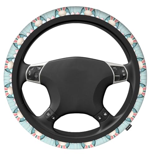 Swono Easter Universal 15" Steering Wheel Covers Easter Bunny Bottom Pink Blue Eggs Blue Wooden Cute Car Steering Wheel Cover for Men Women Girls Car Accessories - color: Easter