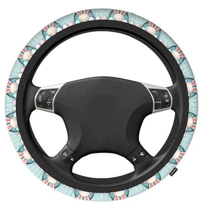 Swono Easter Universal 15" Steering Wheel Covers Easter Bunny Bottom Pink Blue Eggs Blue Wooden Cute Car Steering Wheel Cover for Men Women Girls Car Accessories - color: Easter